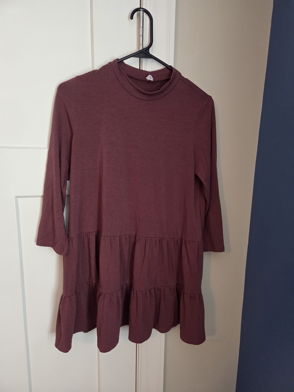 Women’s Mock Neck Tiered Tunic Top - Burgundy